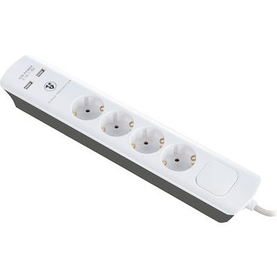 ΠΟΛΥΠΡΙΖΟ 4 ΘΕΣΕΩΝ + 2USB | 1.5m | 607048 - BULLE